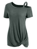 Short Sleeve Skew Neck Knotted Tee