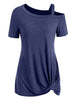 Short Sleeve Skew Neck Knotted Tee