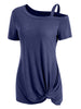 Short Sleeve Skew Neck Knotted Tee