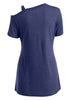 Short Sleeve Skew Neck Knotted Tee