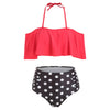 Halter Polka Dot High Waisted Bikini Set