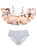 Floral Print Striped Bikini Set