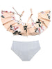 Floral Print Striped Bikini Set