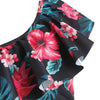Tropical Print Ruffled String Bikini Set