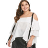 Plus Size Two Tone Flounce Blouse