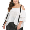 Plus Size Two Tone Flounce Blouse