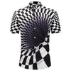 3D Contrast Checked Swirl Print Short Sleeve Shirt