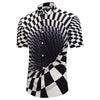3D Contrast Checked Swirl Print Short Sleeve Shirt