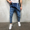 Men Distressed Denim Carpenter Overalls Bib Rompers Moto Biker Jean Jumpsuits Pants