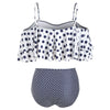 Polka Dot Cold Shoulder Flounce Bikini Set