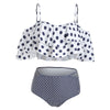 Polka Dot Cold Shoulder Flounce Bikini Set