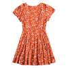 V Neck Cap Sleeve Floral Print A-line Cotton Tied Strap Women Wrap Dress