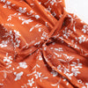 V Neck Cap Sleeve Floral Print A-line Cotton Tied Strap Women Wrap Dress