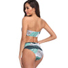 Strapless Front Knot Palm Print Bikini Set