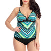 Wave Print Low Cut Tankini Set