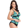 Wave Print Low Cut Tankini Set