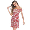 Spaghetti Strap Cold Shoulder Dress Floral Chiffon Ruffled Women Beach Skirt
