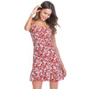 Spaghetti Strap Cold Shoulder Dress Floral Chiffon Ruffled Women Beach Skirt