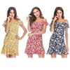 Spaghetti Strap Cold Shoulder Dress Floral Chiffon Ruffled Women Beach Skirt