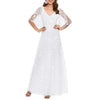 V Neck Lace Maxi Party Dress