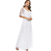 V Neck Lace Maxi Party Dress