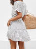 V Neck Polka Dot Button Dress