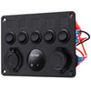 5 Gang Switch Panel 12V/24V with Digital Voltmeter Blue LED Equipped with Cigarette Lighter Socket and 4.2A Dual USB Port for RV Car Boat