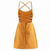 Sexy Slim Fit Crisscross Lace Up Spaghetti Strap Women Dress