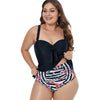 Plus Size Bowknot Detail Floral Print Tankini Set