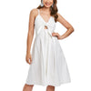 Smocked Tie Front Buttoned Dress