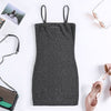Spaghetti Strap Backless Sequined Bodycon Women Slip Mini Dress