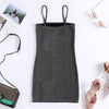 Spaghetti Strap Backless Sequined Bodycon Women Slip Mini Dress