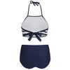 Halter Striped High Rise Bikini Set