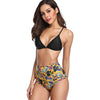 Floral Print High Waist Criss Cross Bikini Set