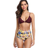 Floral Print High Waist Criss Cross Bikini Set