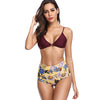 Floral Print High Waist Criss Cross Bikini Set