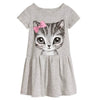 Girls Bow Children Cotton Cat Print Dress