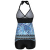 Halter Neck Printed Backless Tankini Set