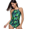 Palm Leaf Print Cut Out One-piece Swimwear