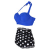 Dotted Ruched Halter Bikini Set