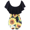Sunflower Print Ruffle Swimsuit