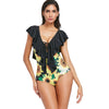 Sunflower Print Ruffle Swimsuit