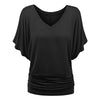Batwing Sleeve V Neck Ruched Women T-shirt