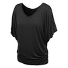 Batwing Sleeve V Neck Ruched Women T-shirt