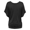 Batwing Sleeve V Neck Ruched Women T-shirt