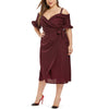 Plus Size Cold Shoulder Midi Wrap Dress