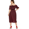 Plus Size Cold Shoulder Midi Wrap Dress