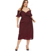 Plus Size Cold Shoulder Midi Wrap Dress