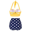 Dotted Ruched Halter Bikini Set