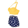 Dotted Ruched Halter Bikini Set